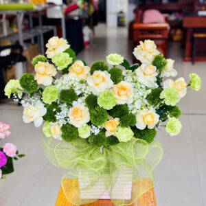 hoa chúc mừng tone xanh lá