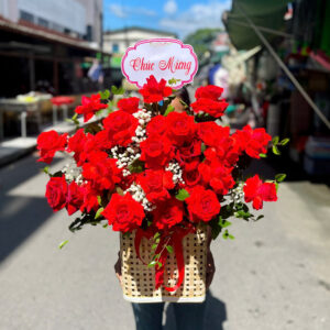 hoa sinh nhật tone đỏ