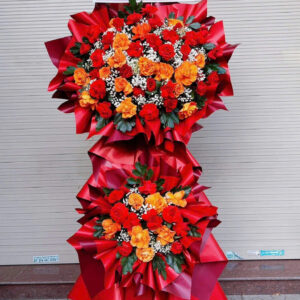 hoa khai trương tone cam đỏ