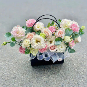 hoa sinh nhật tone xanh, hồng nhạt