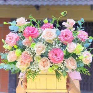 hoa sinh nhật tone hồng