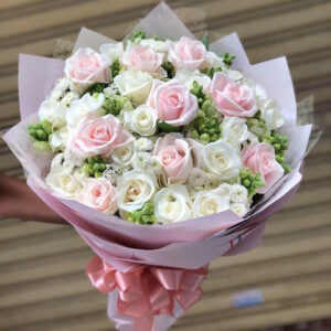 hoa sinh nhật tone trắng