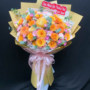 hoa sinh nhật tone cam
