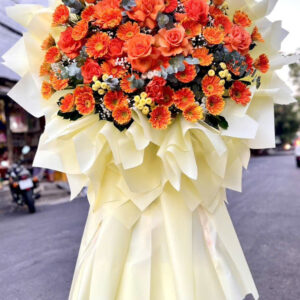 kệ hoa chúc mừng tone cam